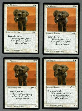 War Elephant (4 Cards) - Arabian Nights - Dark Mana Symbols - Mtg - 3nm 1lp