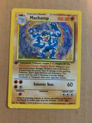 Pokemon Machamp 1st Edition Holo Base Set 8/102 - Pl