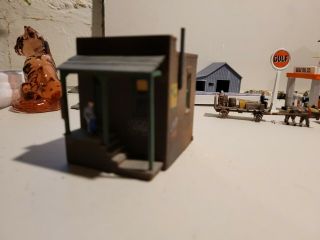 Ho Scale Building - Rustic Barber Shop.  Lit & Ready For Your Ho Train Layout