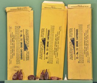S - 3 American Flyer No.  25 Smoke Cartridge Boxes - 6 Tubes Of Fluid & Funnel