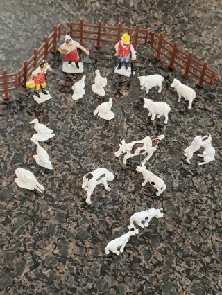 23pcs Farm Animals Ho Scale Chickens Ducks Cows And Figures Village Accessories
