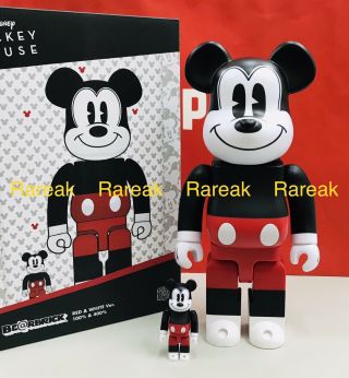 Medicom Be@rbrick 2020 Disney Mickey Mouse Red & White 400,  100 R&w Bearbrick