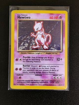 Mewtwo - Holo Rare - Base Set 10/102 - Pokemon Card 1999 - Mp