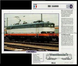 Fiche Locomotive Bb 16000 Chemin De Fer 1958 Modélisme Ferroviaire Railway