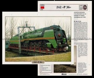 Fiche Locomotive 242 P 36 Chemin De Fer 1953 Réseau Ferroviaire Urss Railway