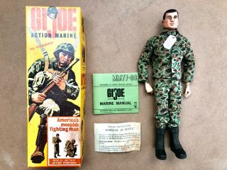 1964 Vintage Hasbro Gi Joe Action Marine W/ Footlocker & Various Accessories
