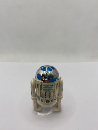 Vintage Star Wars Figure R2d2 1977 Gmfgi Hong Kong Solid Dome With Stand
