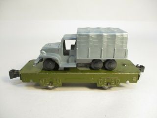 Marx 572m Army Od Flatcar With Plastic Canopy Truck O Gauge X4784