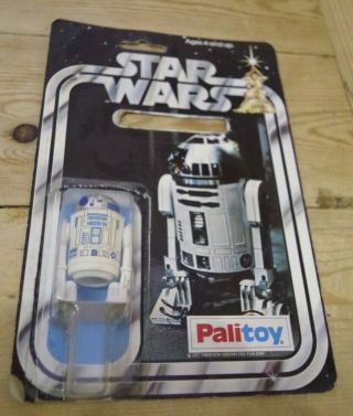 Vintage Star Wars Palitoy R2d2 Carded Re - Smooth Dome