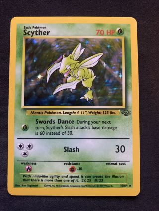 Scyther 10/64 Pokemon Base Set 2 Holo Rare Wotc Tcg No Scratches