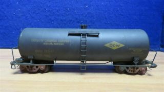 O Scale 2 Rail Dow Chemical 1 Dome Tank Car 10 " Weathered Trim Issues 597734