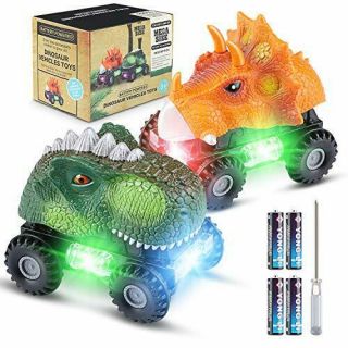 Vimzone Dinosaur Car Toys,  Electric Dinosaur Vehicles Toys With Led Light &
