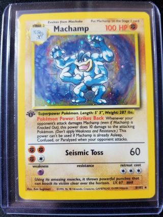 Machamp 8/102 Pokemon Card Base Set First Edition Holo Wotc Nm,  Never Played