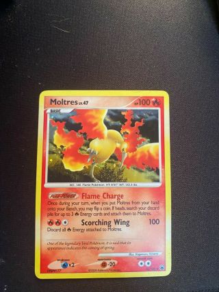Moltres 10/100 Rare Holo Bleed Pokemon Card,  2008 Majestic Dawn