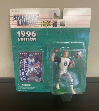 1996 Troy Aikman Starting Lineup Figure Blue Sleeve Variant Dallas Cowboys