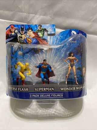 Monogram Dc Comics Reverse Flash Superman & Wonder Woman 3 Pack Deluxe 4” Figure