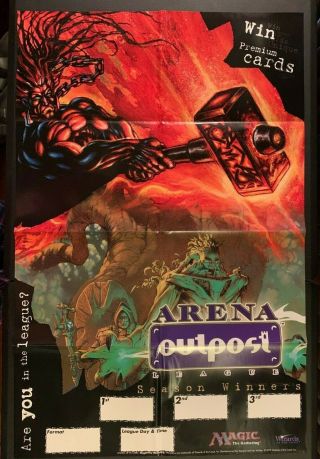 Mtg Magic The Gathering " Arena Outpost League " Poster (rancor,  Hammer) (34 " X22 ")