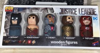 Pin Mate Wooden Figure Dc Justice League Set Of 5 Batman,  Flash,  Wonder Woman