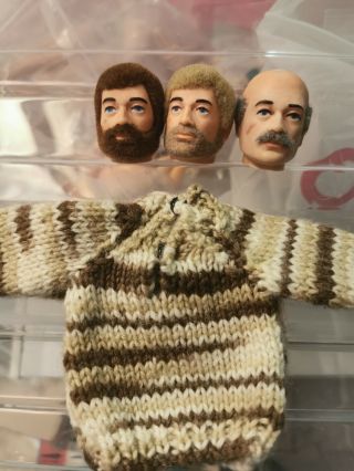 Vintage Action Man 3 Heads And Brown Jumper