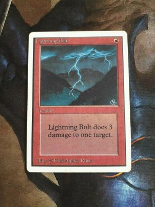 Mtg Lightning Bolt.  Unlimited Edition.  Very Light Play / Vg.  Vintage/legacy