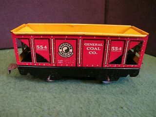 Vintage Marx Tin Litho Northern Pacific Coal Car 554 (red/ Yellow) Sharp