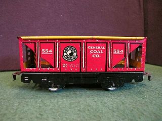 VINTAGE MARX TIN LITHO NORTHERN PACIFIC COAL CAR 554 (RED/ YELLOW) sharp 2