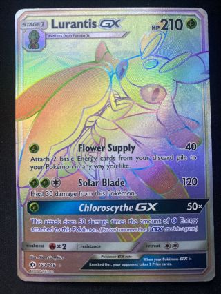 Pokemon Card Lurantis Gx 150/149 Full Holo Secret Rainbow Rare Sun & Moon Lp - Nm