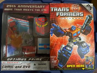 Transformers Universe Optimus Prime Autobot Leader Comic & Dvd 25 Anniv Misb