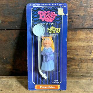 Fisher Price The Muppet Show Miss Piggy Stick Puppet On Card 1979 Jim Henson