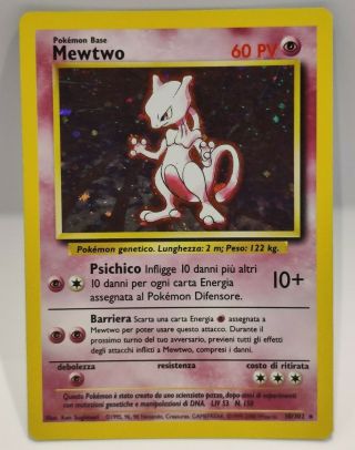 Mewtwo 10/102 - Italian - Holo Rare Base Set Unlimited Pokemon Card - Ex