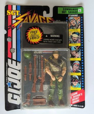 Gi Joe Commando Sgt.  Savage 1994 Moc With Vhs Video
