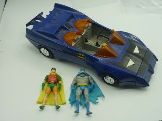 Vintage Kenner Powers Batmobile W/batman And Robin Action Figures 1980s