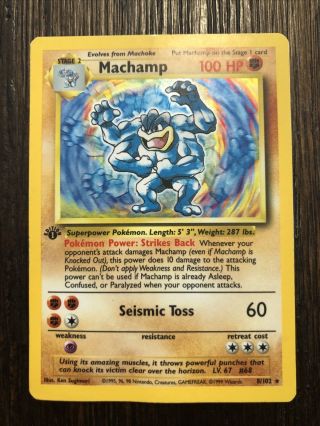 Pokemon Card 1999 Base Set 1st Edition Machamp Holo 8/102