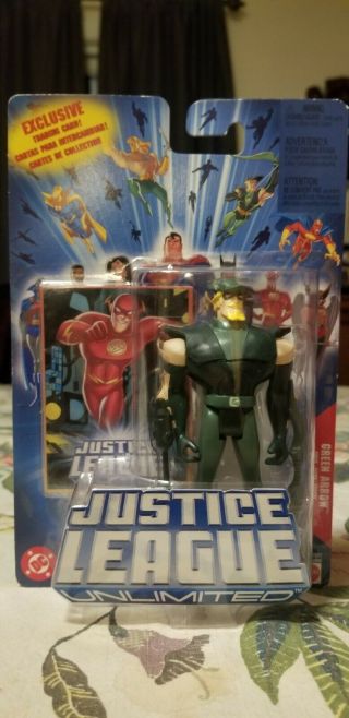 Dc Justice League Unlimited (2004) Green Arrow Action Figure With Trading Card
