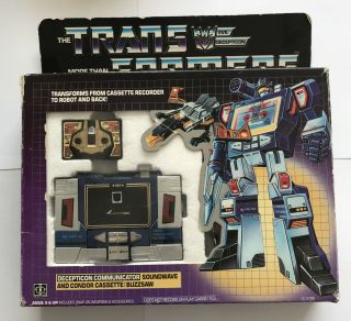 Boxed Transformers Soundwave & Condor Cassette: Buzzsaw 1984 Hasbro Figures G1
