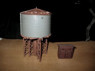 Vintage Ho Scale Plasticville Water Tower (missing Spout) & Tiny Outhouse