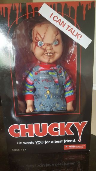 Mezco Toyz Talking Scarred Chucky Mega Scale 15 " Doll Good Guys Child Play
