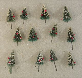 Snow Covered And Decorated Pine Trees (12) For Marklin Mini Club Z Scale Layout