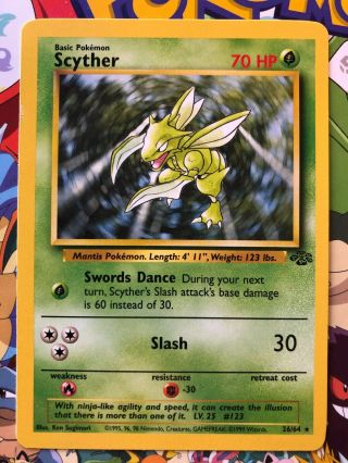 Scyther 26/64 - Rare Non - Holo - Jungle Set - Pokemon Card Tcg 1999 - Nm/lp