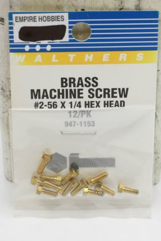 Walthers 947 - 1153 Ho Brass Machine Screw 2 - 56 X 1/4 Hex Head (pack Of 12)