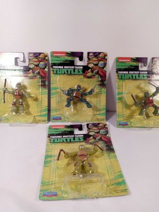 Set Of 4 Nickelodeon Teenage Mutant Ninja Turtles Mini Playmates Figures