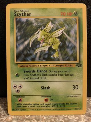 Scyther 26/64 Rare Non - Holo Jungle Set Pokemon Card Nm
