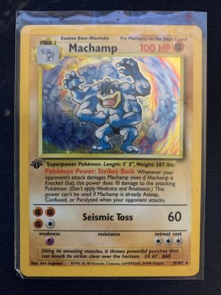 1st Edition Machamp Pokémon Card Base Set 8/102