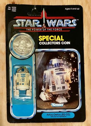 Vintage Star Wars 1985 Kenner R2 - D2 Pop - Up Lightsaber Potf Card Back Moc