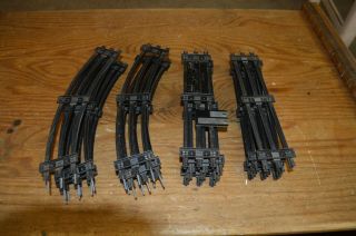 16 Sections Marx O27 Gauge 3 Rail Black Straight & Curved Track Loop W/Pins 2