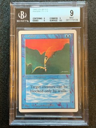 Invisibility | Mtg Unlimited Common | Bgs Beckett | Graded 9 (9|9|9|8.  5)