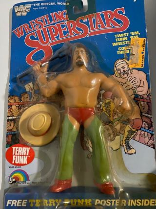 Terry Funk Ljn Series 3 Wrestling Superstars Wwf Figure Moc C - 8.  0