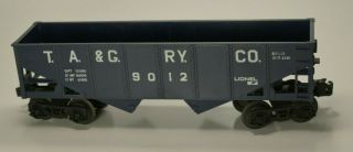 Lionel 9012 T.  A.  & G.  Ry.  Co Hopper Car,  O Scale,  Dark Blue