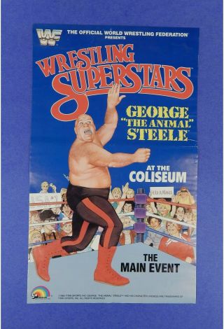 Vintage 1985 Ljn Wwf Wrestling Superstars Series 2 George Steele Poster C7