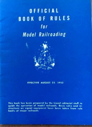 Vintage 1952 Official Book Of Rules For Model Railroading Booklet